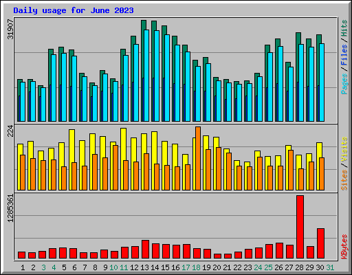 Daily usage for June 2023