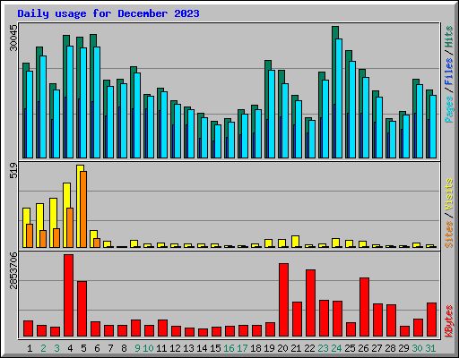 Daily usage for December 2023